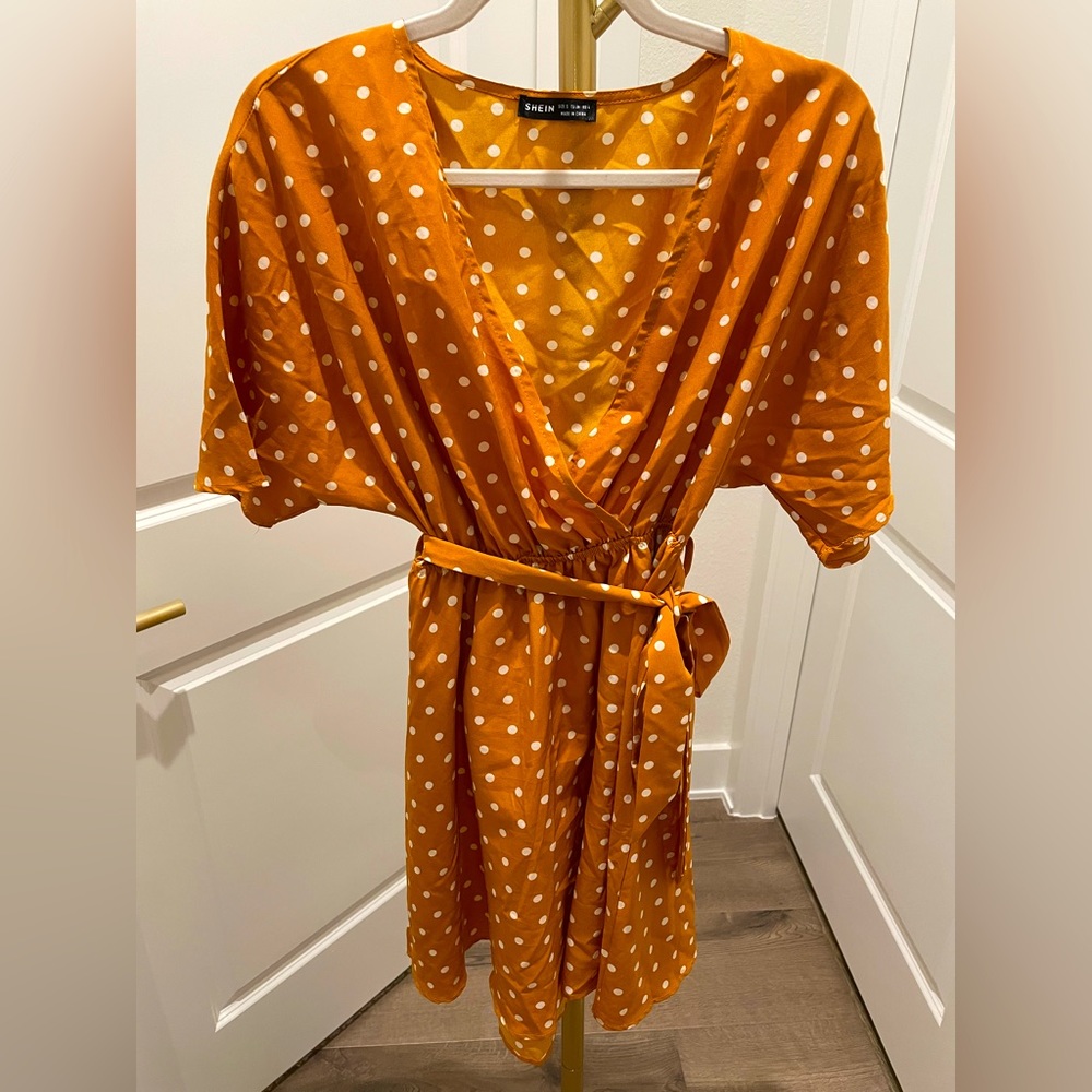 SHEIN | Mustard Polka Dot Mini Dress | Size 4